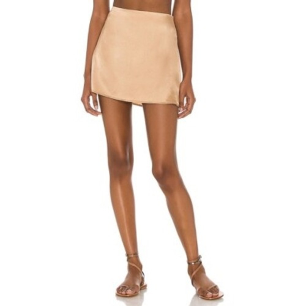 Frankies Bikinis Jasper Silk‎ Mini Skirt Champagne Satin Size Large